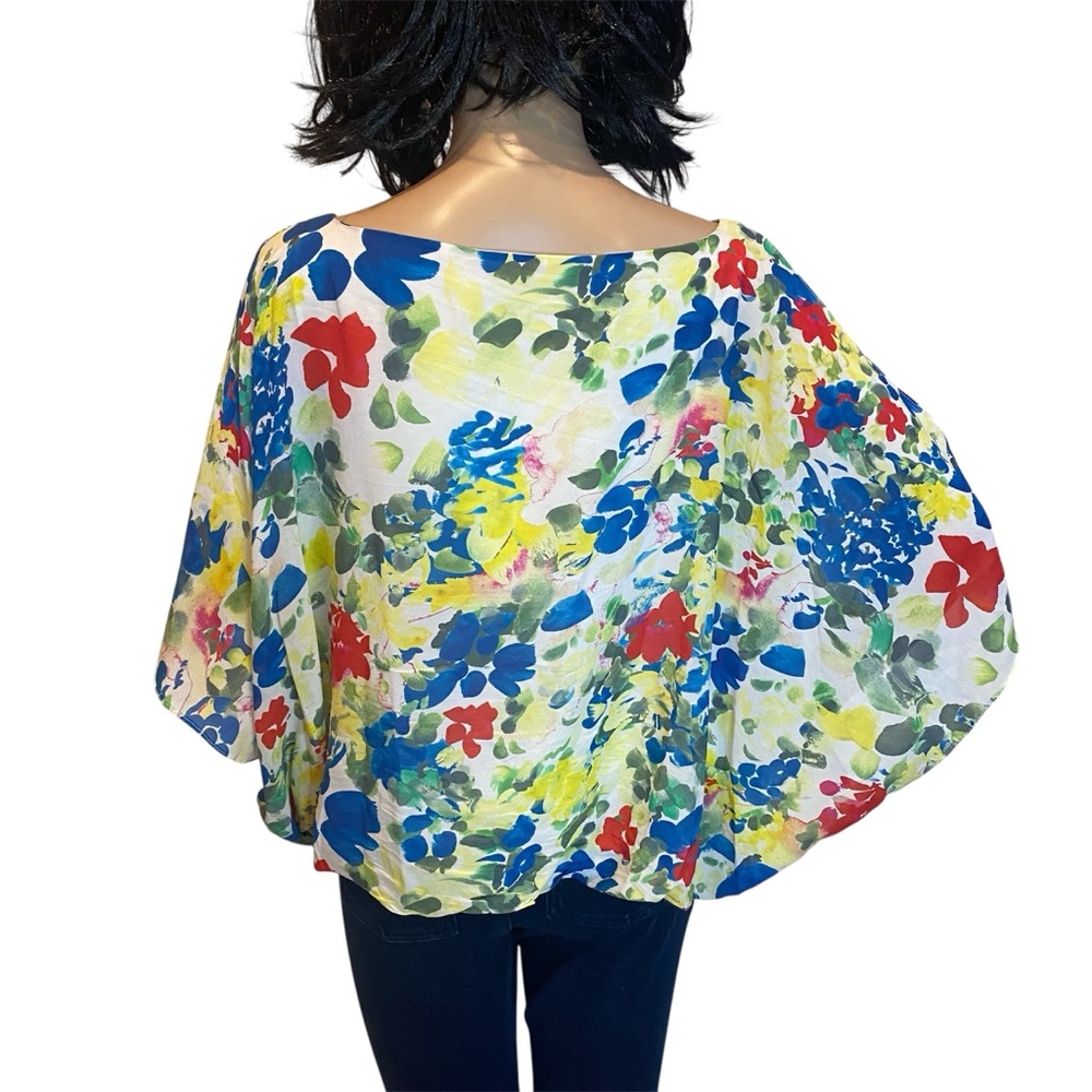 Alice+Olivia Silk Floral Blouse Top Cold Shoulder / Sleeve Cutout Sz Medium? EUC - Picture 5 of 7